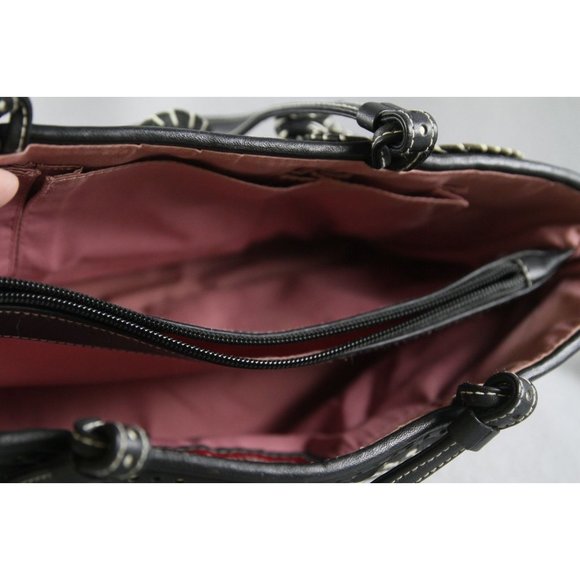 RARE Isabella Fiore VTG Small Classic Black & White Woven Designer Handbag ANB - Picture 8 of 12